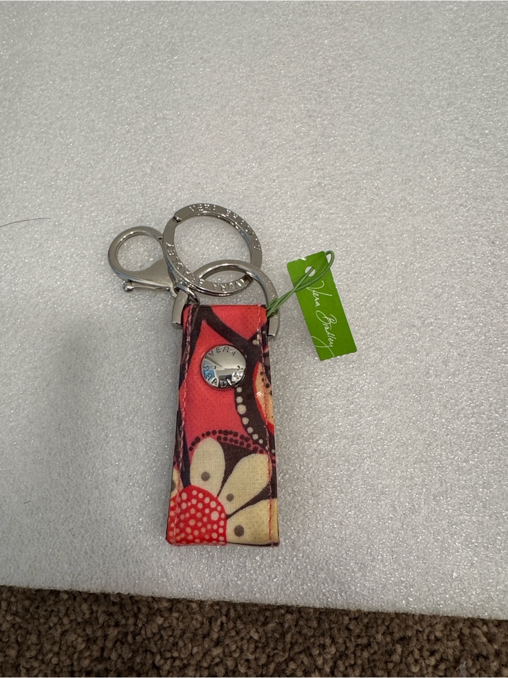 Vera Bradley Coral Floral Key Fob Keychain NWT